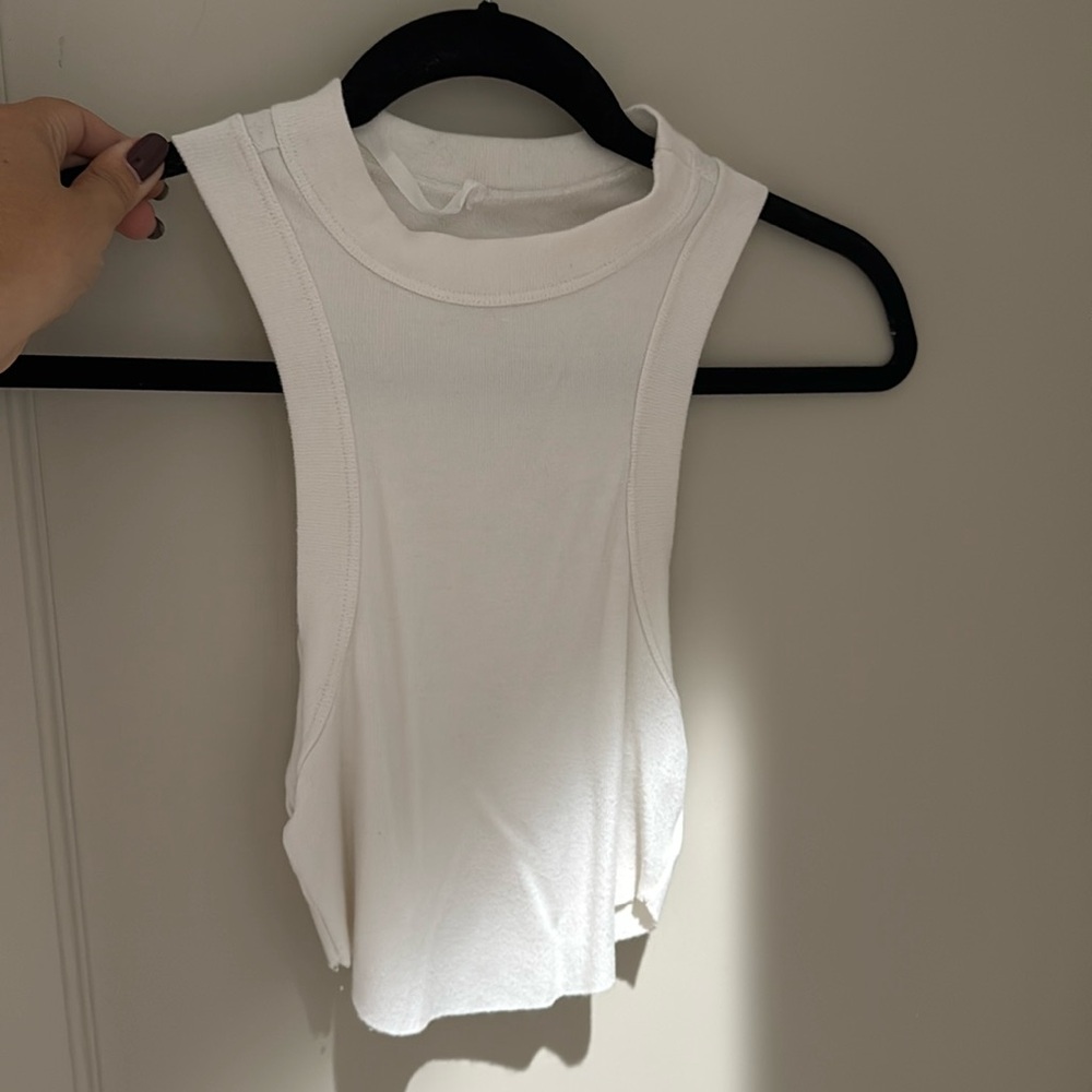 ARE YOU AM I white Issi crop tank top